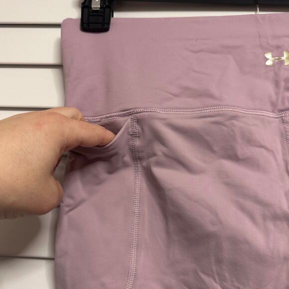 Under Armour Women’s Leggings Mauve Pink Cropped 26 inch Athleisure Fitted Sz L - Picture 4 of 8
